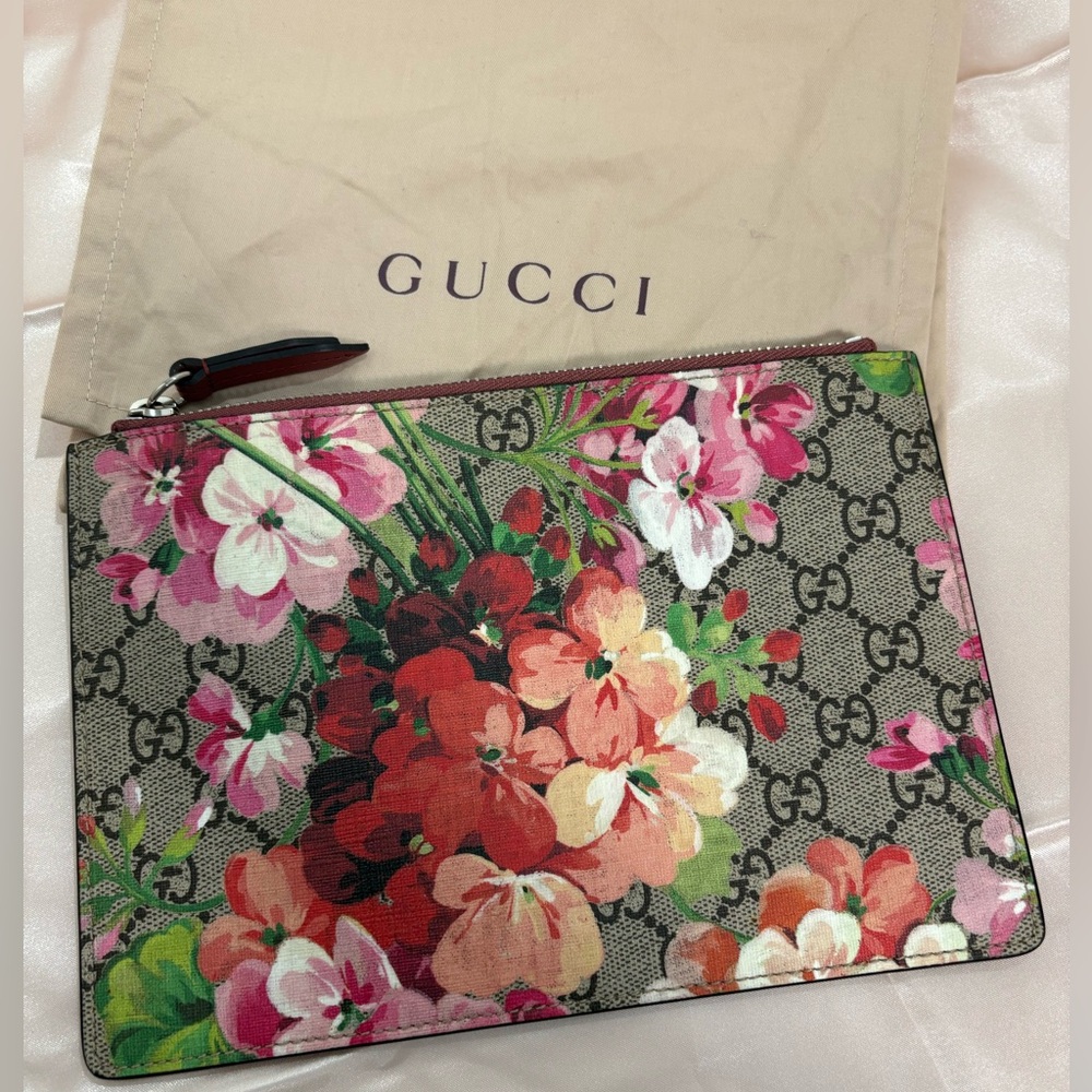 Gucci Floral Print Clutch with GG Monogram